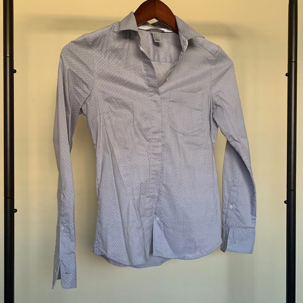 Light Grey Polka Dot Button Down